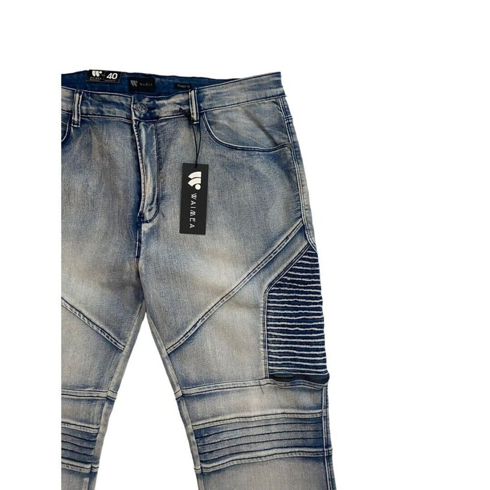 40 Waimea Casual Denim Jeans Distressed Skinny Fit Medium Wash Men's NWT - Picture 5 of 10